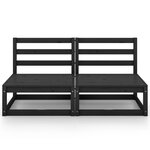 vidaXL Canapé à 2 places de jardin Noir Bois de pin solide