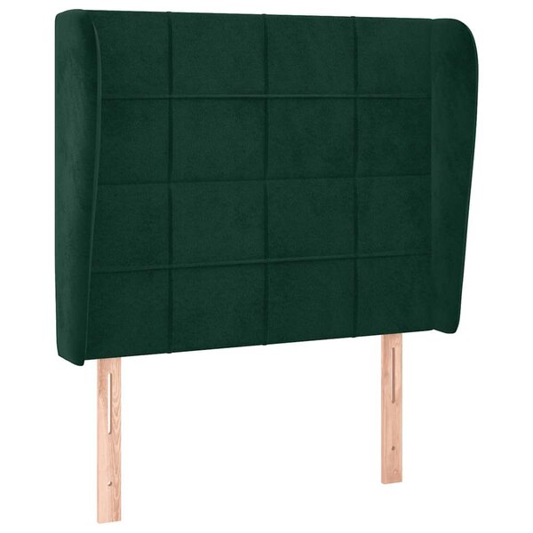 vidaXL Tête de lit avec oreilles Vert foncé 83x23x118/128 cm Velours