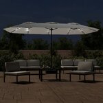 vidaXL Parasol de jardin à double tête avec LED blanc sable 449x265 cm