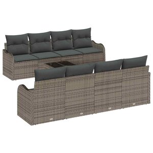 vidaXL Ensemble de canapé de jardin avec coussin 9 Pièces Gris