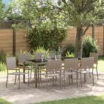 Ensemble de salle à manger de jardin 9 pièces vidaXL gris poly rattan