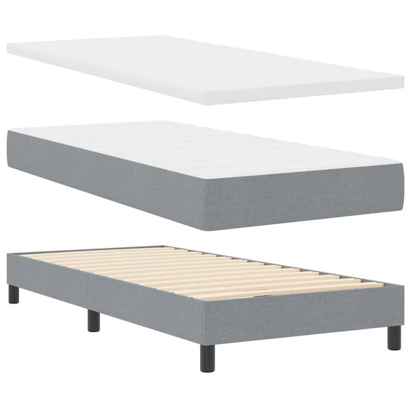 vidaXL Lit boxspring avec matelas Gris clair 90 x 200 cm tissu