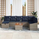vidaXL Ensemble de canapé de jardin avec coussin 9 Pièces Gris Poly rotin