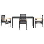 vidaXL Ensemble de salle à manger de jardin 5 pièces avec coussins noir rotin synthétique
