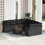 vidaXL Ensemble de canapé de jardin 9 Pièces Noir