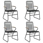 vidaXL Mobilier à dîner de jardin 5 Pièces Noir Rotin PVC