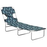 vidaXL Chaise longue pliable coussin de tête Acier Motif de feuilles