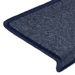 vidaXL Tapis d'escalier 15 pièces 65 x 21 x 4 cm Gris foncé et bleu Bord rectangulaire