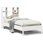 vidaXL Lit bibliothèque sans matelas blanc 90x190cm bois de pin massif
