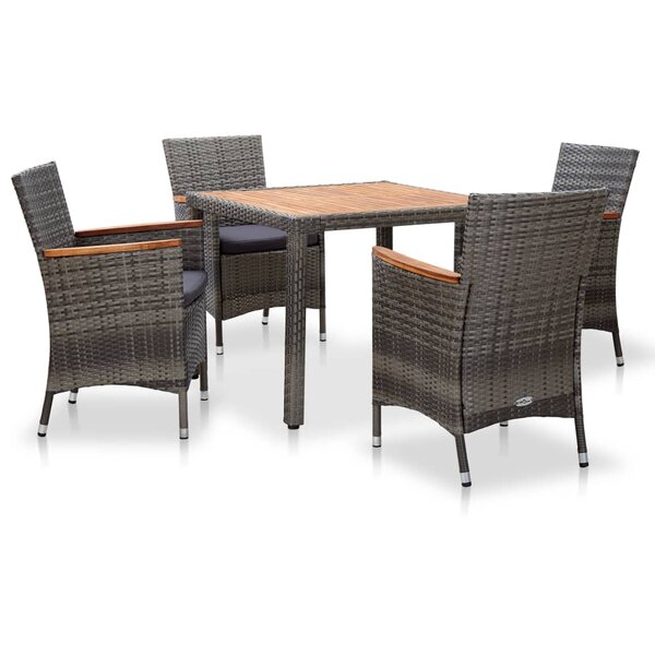 vidaXL Ensemble à manger de jardin coussins 5Pièces Résine tressée Gris