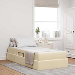 vidaXL Lit avec rangement et matelas Crème 100 x 200 cm Polyester