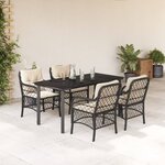 vidaXL Ensemble à manger de jardin coussins 5Pièces Noir Résine tressée