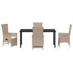vidaXL Ensemble de salle à manger pour jardin 5 Pièces Beige polyrotin