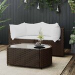 vidaXL Salon de jardin 3 Pièces avec coussins marron résine tressée
