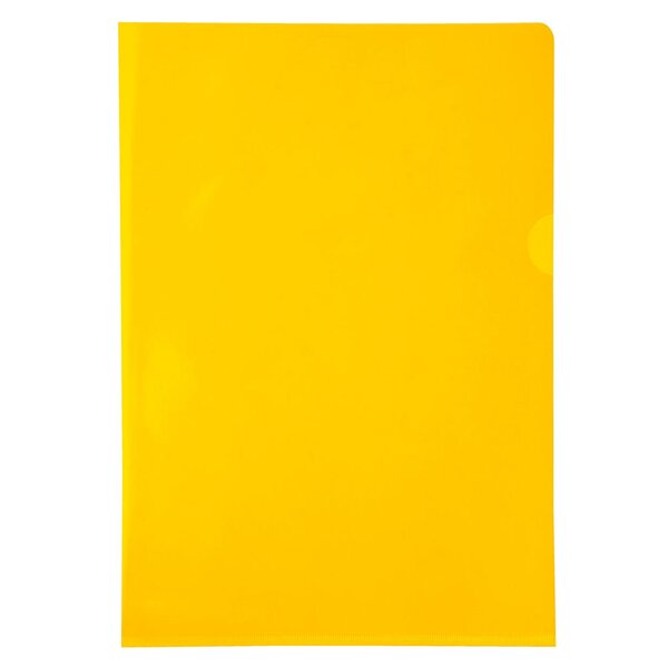 Sachet De 10 Pochettes Coin Pvc Lisse Haute Résistance 13/100e - A4 - Jaune - X 10 - Exacompta