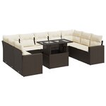 vidaXL Salon de jardin 10 Pièces avec coussins marron résine tressée