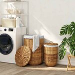 vidaXL Panier à linge avec couvercle GENDT 2 pc Brun Naturel