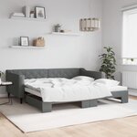 vidaXL Lit de jour avec gigogne sans matelas gris foncé 100x200 cm