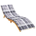 vidaXL Coussin de chaise longue motif à carreaux gris 200x60x3 cm