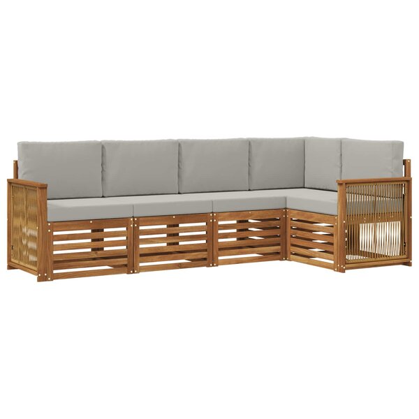vidaXL Ensemble de canapé d'angle 4 Pièces Naturel et gris clair