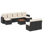vidaXL Salon de jardin 10 Pièces avec coussins noir résine tressée