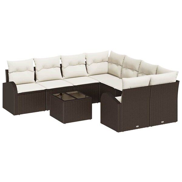 vidaXL Ensemble de canapé de jardin 9 Pièces Marron 55 x 55 x 37 cm
