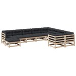 vidaXL Salon de jardin 10 Pièces avec coussins bois de pin massif