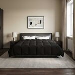 vidaXL Duvet complet toute l'année Noir 220 x 260 cm Microfibre