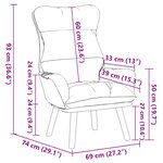 vidaXL fauteuil Gris foncé 69 x 74 x 93 cm Velours