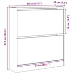 vidaXL Armoire à chaussures avec stockage Chêne noir 80 x 21 x 87.5 cm