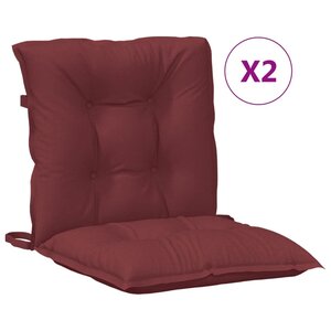 vidaXL Coussins de chaise dossier bas lot de 2 rouge bordeaux mélangé