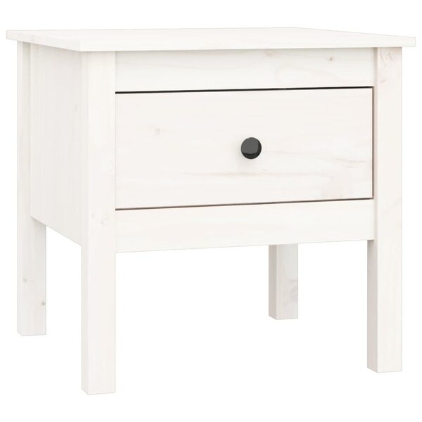 vidaXL Table d'appoint Blanc 50x50x49 cm Bois massif de pin