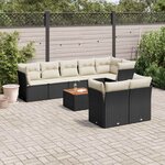 vidaXL Salon de jardin 9 Pièces avec coussins noir résine tressée