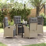 vidaXL Ensemble de salle à manger pour jardin 5 Pièces Beige Poly rotin