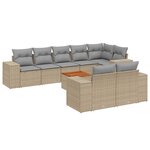 vidaXL Salon de jardin avec coussins 9 Pièces beige résine tressée