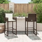 vidaXL Tabourets de bar jardin coussins lot de 2 marron résine tressée