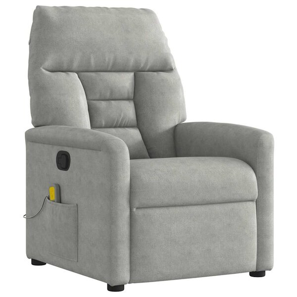 vidaXL Fauteuil inclinable de massage gris clair tissu microfibre