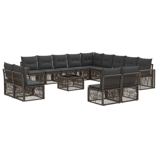 vidaXL Ensemble de canapé de jardin 14 Pièces Gris et Gris foncé