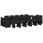 vidaXL Ensemble à manger de jardin 15 Pièces coussins noir résine tressée