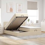 VidaXL Cadre de lit ottoman avec matelas crème 180x200 cm tissu