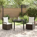 vidaXL Ensemble de salle à manger pour jardin 3 Pièces Marron polyrotin