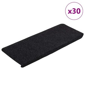 vidaXL Tapis d'escalier auto-adhésifs 30 Pièces noir 65x24 5x3 5 cm