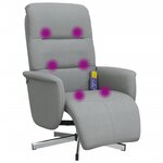 vidaXL Fauteuil inclinable de massage et repose-pieds gris clair tissu