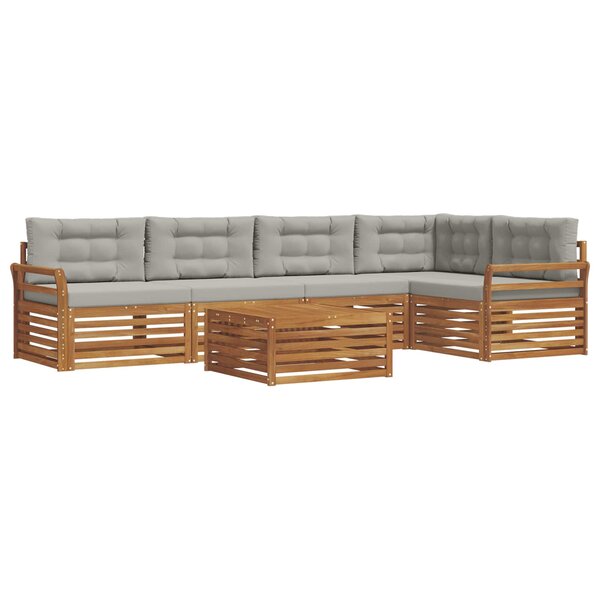 vidaXL Ensemble de canapés d'extérieur 6 pc Gris Naturel et Clair