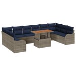 vidaXL Ensemble de canapé de jardin 11 Pièces gris et bleu marine