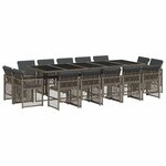 vidaXL Ensemble à manger de jardin 15 Pièces coussins gris résine tressée