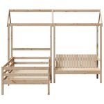vidaXL Ensemble de lit et de banc avec toit 90x200 cm bois pin massif