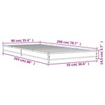 vidaXL Cadre de lit sonoma gris 90x200 cm bois d'ingénierie et métal