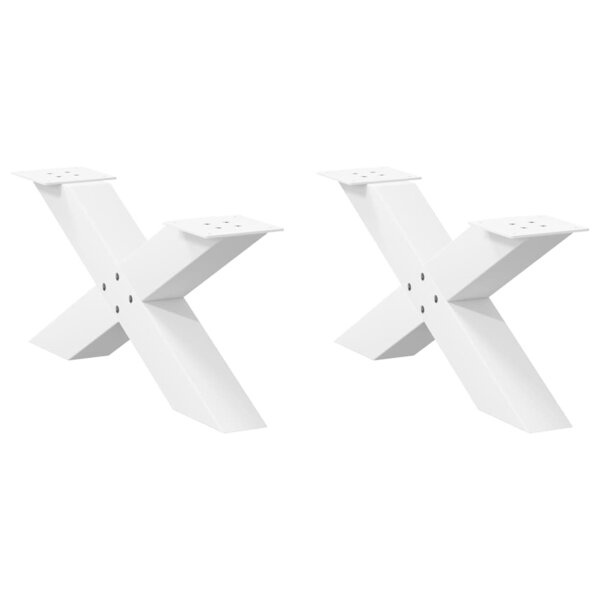 vidaXL Pieds de table basse en forme de X  2 pièces  blanc  70 x (30-31) cm  acier