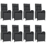 vidaXL Mobilier à dîner de jardin 9Pièces et coussins noir résine tressée